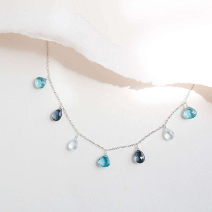 Blue Gemstone Gold Sparkler Necklace