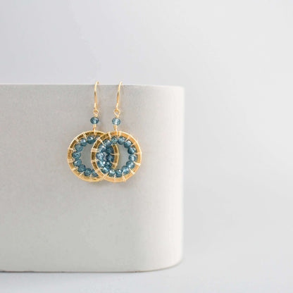 London Blue Quartz Mini Halo Earrings