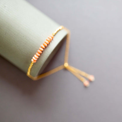 Bracelet Set: Opal Quartz & Pink Coral Stones