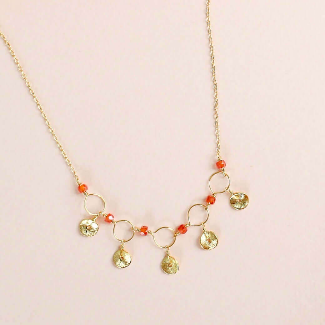 Orange Chalcedony Mini Chain Loop Necklace