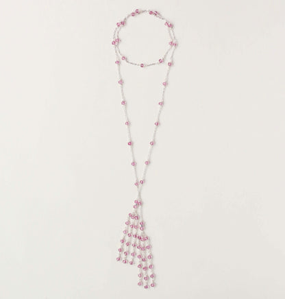 Gold Ballet Lariat Necklace in Pink Tourmaline