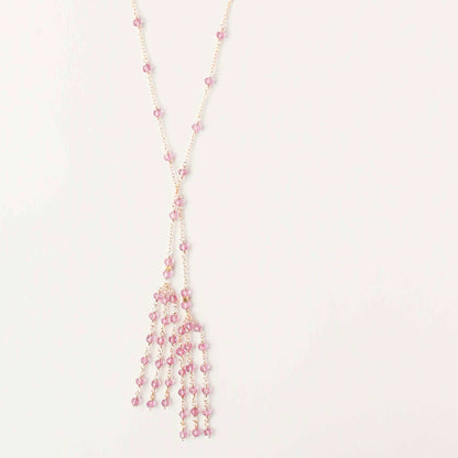 Gold Ballet Lariat Necklace in Pink Tourmaline