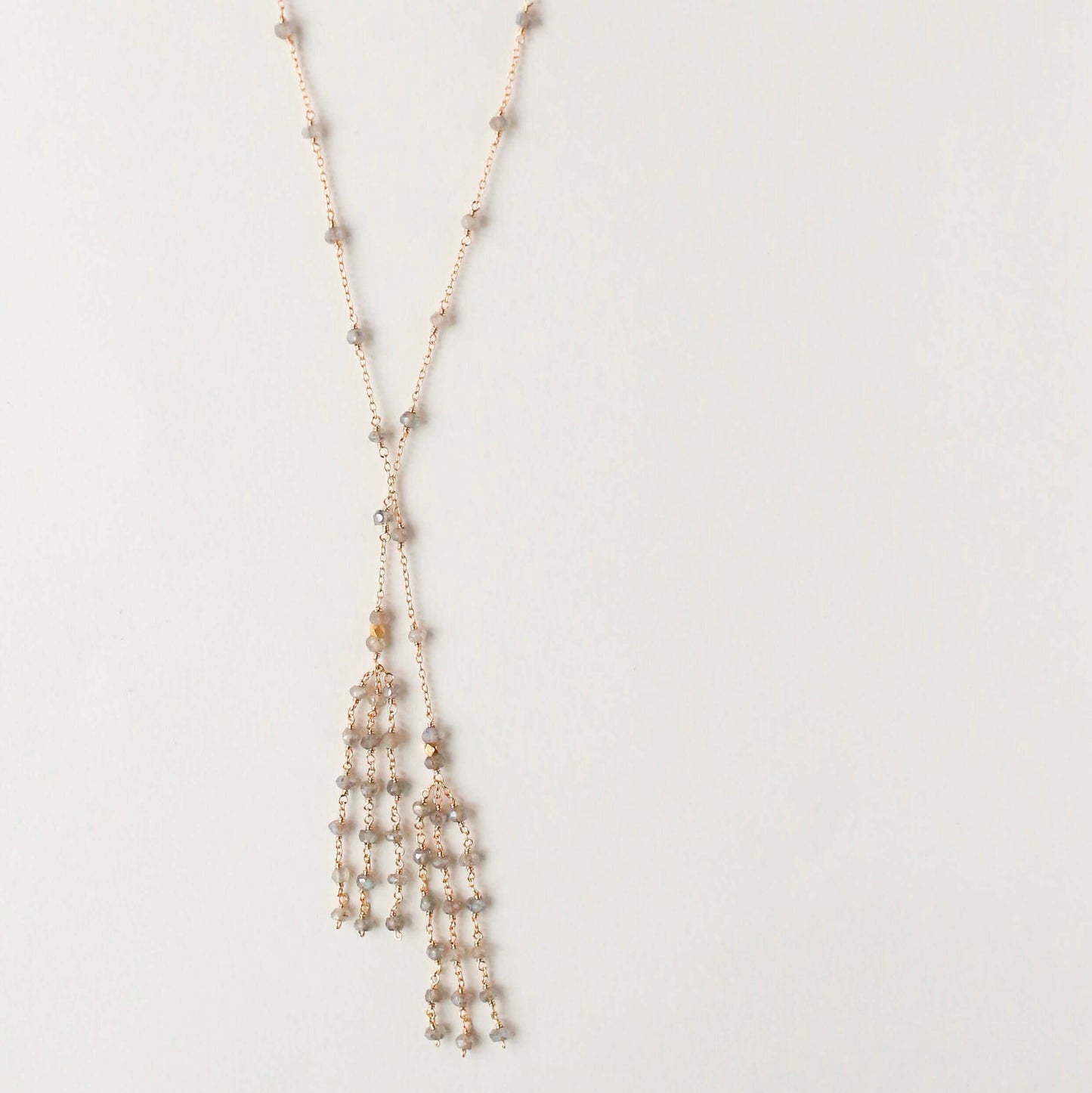 Gold Ballet Lariat Necklace in Labradorite