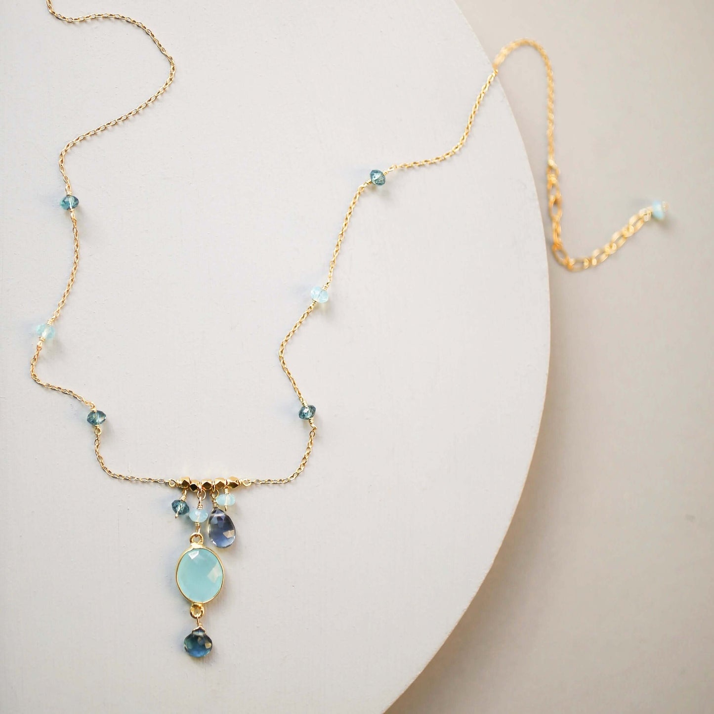 Blue Chalcedony Bezel Necklace