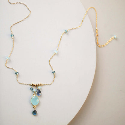 Blue Chalcedony Bezel Necklace