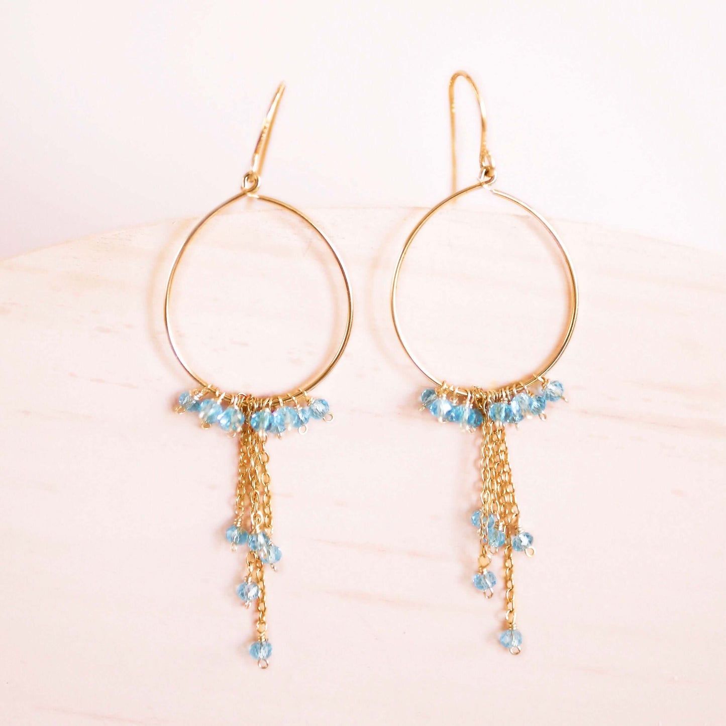 Aquamarine Mini Swing Hoop Earrings