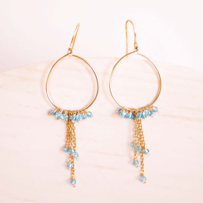 Aquamarine Mini Swing Hoop Earrings