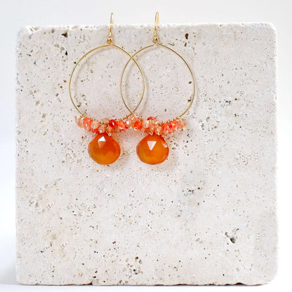 Dark Orange Chalcedony Swing Earrings