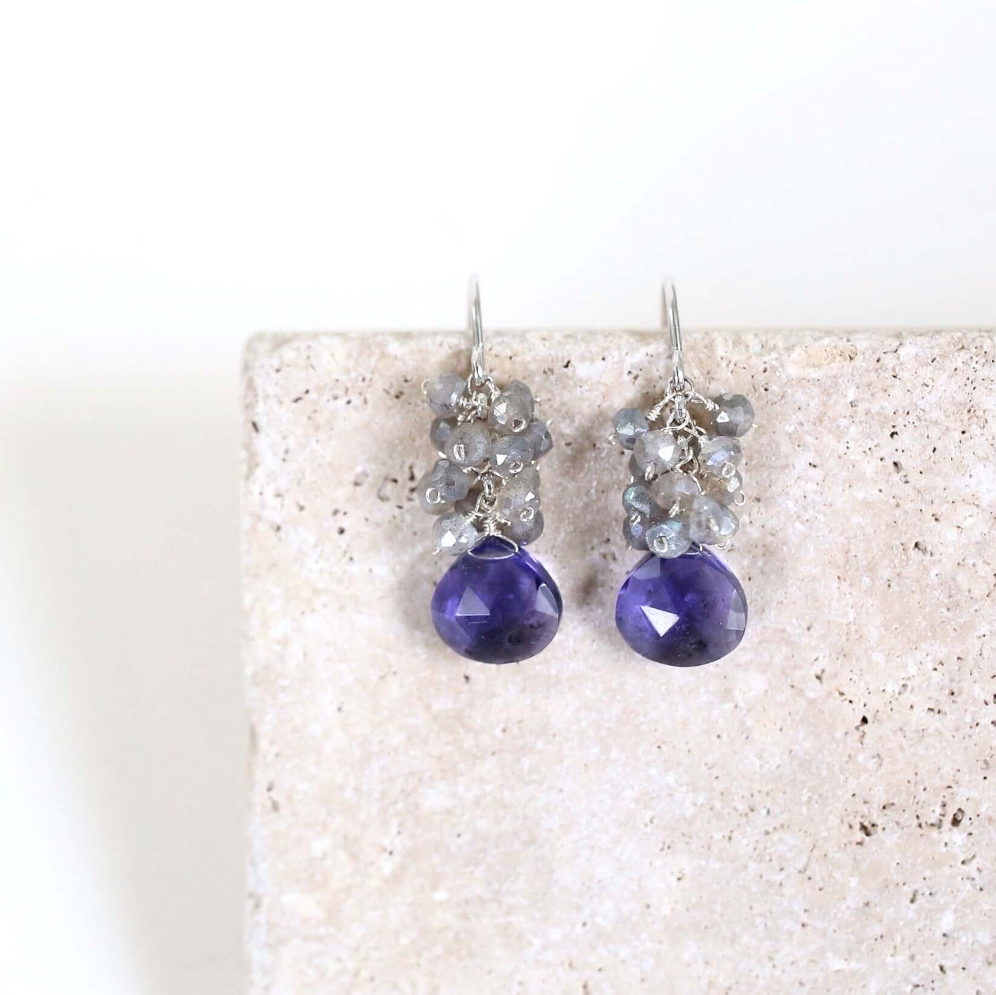 Tanzanite Quartz Silver Drop Earrings