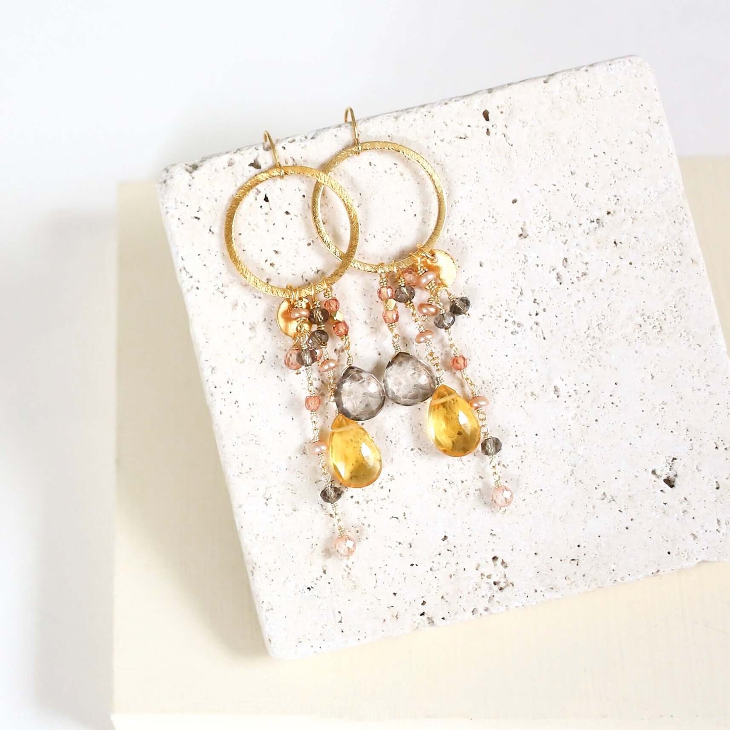 Citrine & Smoky Quartz Ammil Earrings