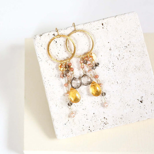 Citrine & Smoky Quartz Ammil Earrings
