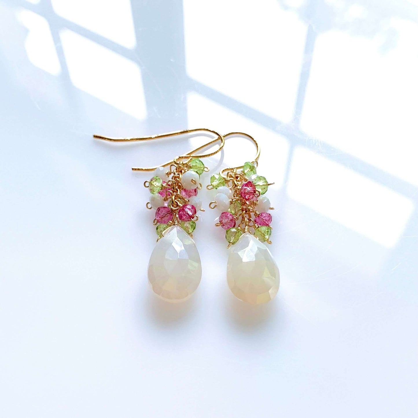 White Chalcedony Pastel Gemstone Earrings