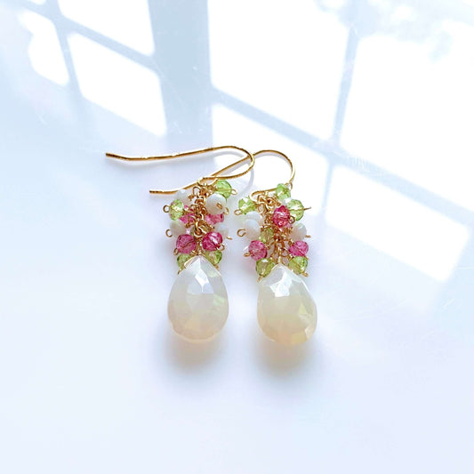 White Chalcedony Pastel Gemstone Earrings