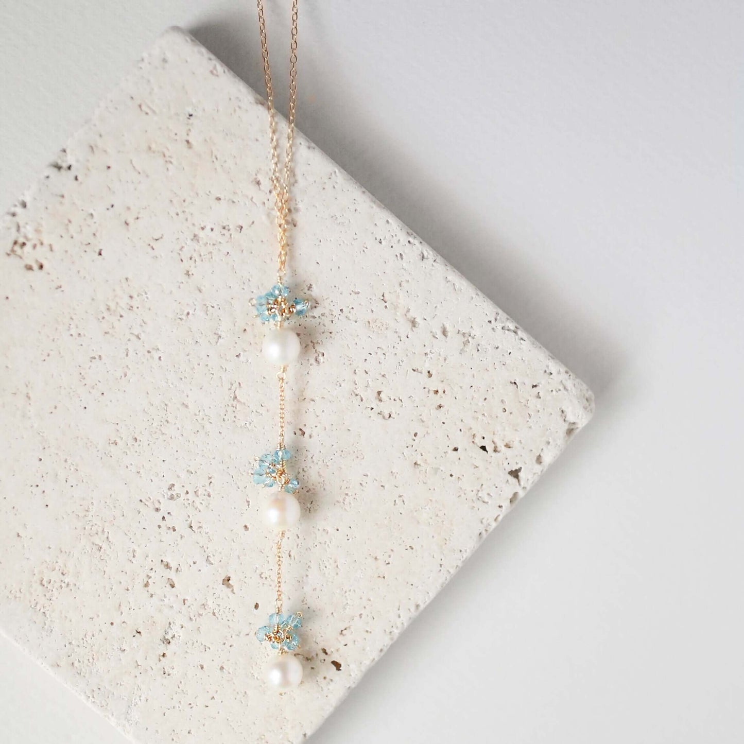 Pearl and Aquamarine Quartz Necklace