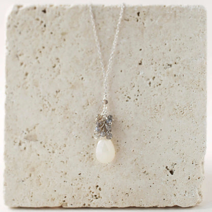 White Chalcedony Silver Cluster Necklace