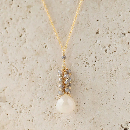 White Chalcedony Cluster Necklace