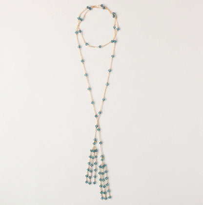 Silver Ballet Lariat Necklace in London Blue Quartz