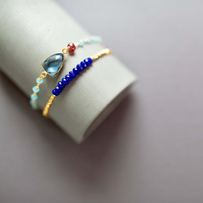 Bracelet Set: London Blue Quartz and Lapis Lazuli
