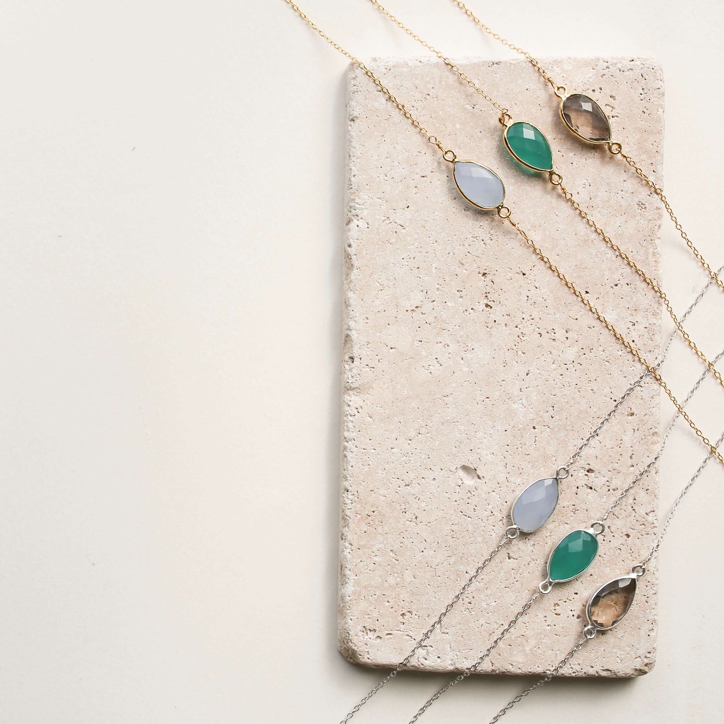 Green Apatite Silver Minimalist Necklace