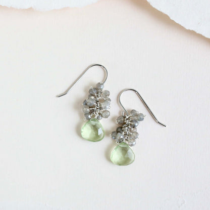 Green Amethyst Silver Drop Earrings