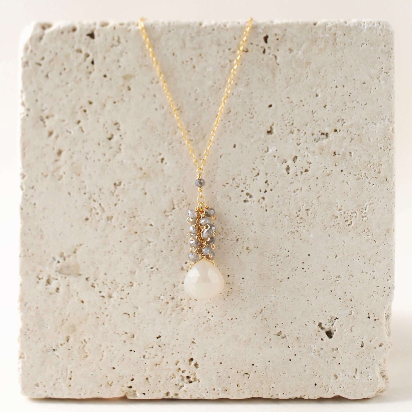 White Chalcedony Cluster Necklace