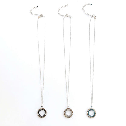 Black Spinel Halo Mini Sliver Pendant