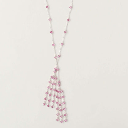 Gold Ballet Lariat Necklace in Pink Tourmaline