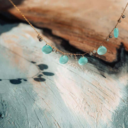 Aqua Chalcedony & Labradorite Sparkler Necklace