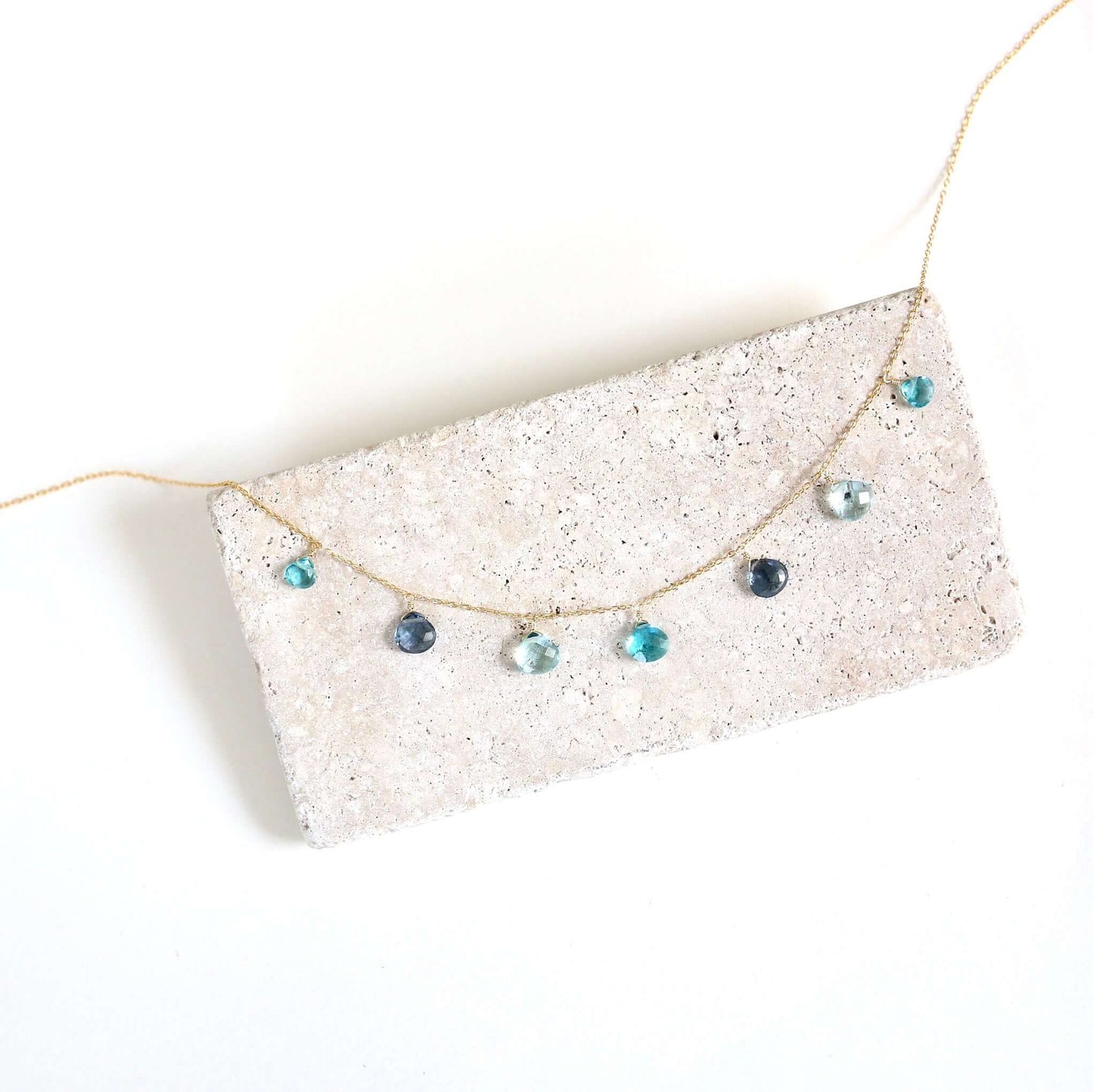 Blue Gemstone Gold Sparkler Necklace