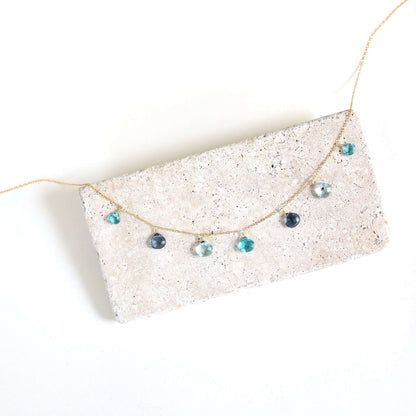 Blue Gemstone Gold Sparkler Necklace