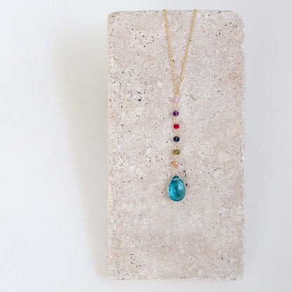 Neon Blue Quartz Yoga Pendant Necklace