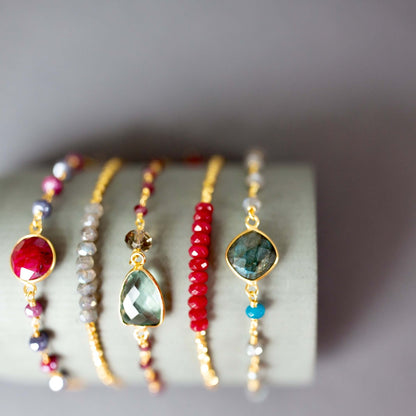 Green Amethyst Adjustable Gemstone Bracelet