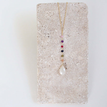White Chalcedony Rainbow Yoga Pendant
