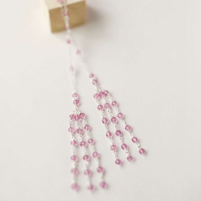 Gold Ballet Lariat Necklace in Pink Tourmaline