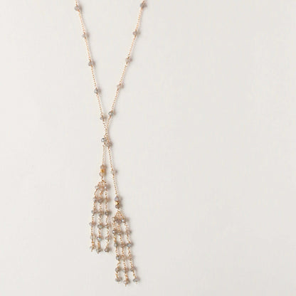 Silver Ballet Lariat Necklace in Labradorite