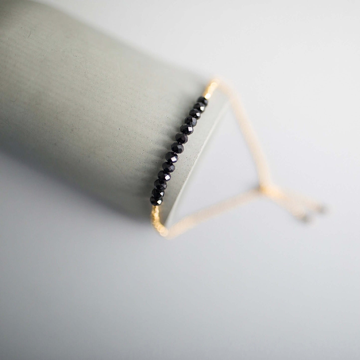 Black Spinel Adjustable Stacking Bracelet
