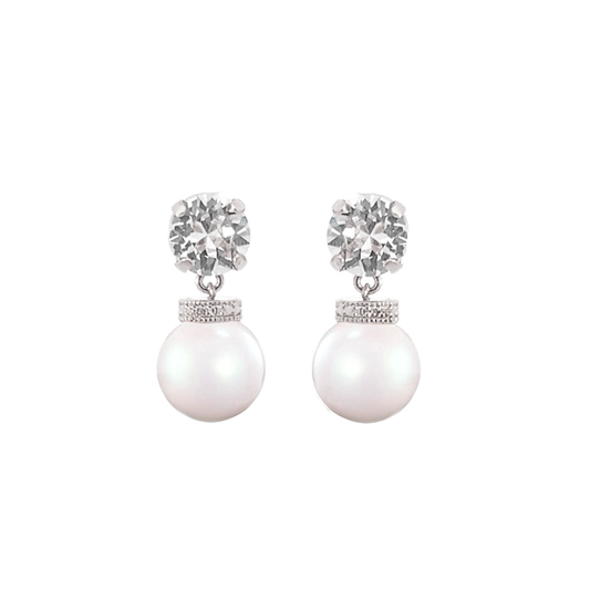 Isabel Diamond Pearl Drop Earrings