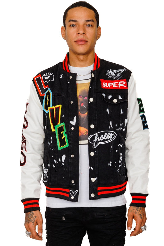 VERTE Padded Washing Denim Bomber Jacket