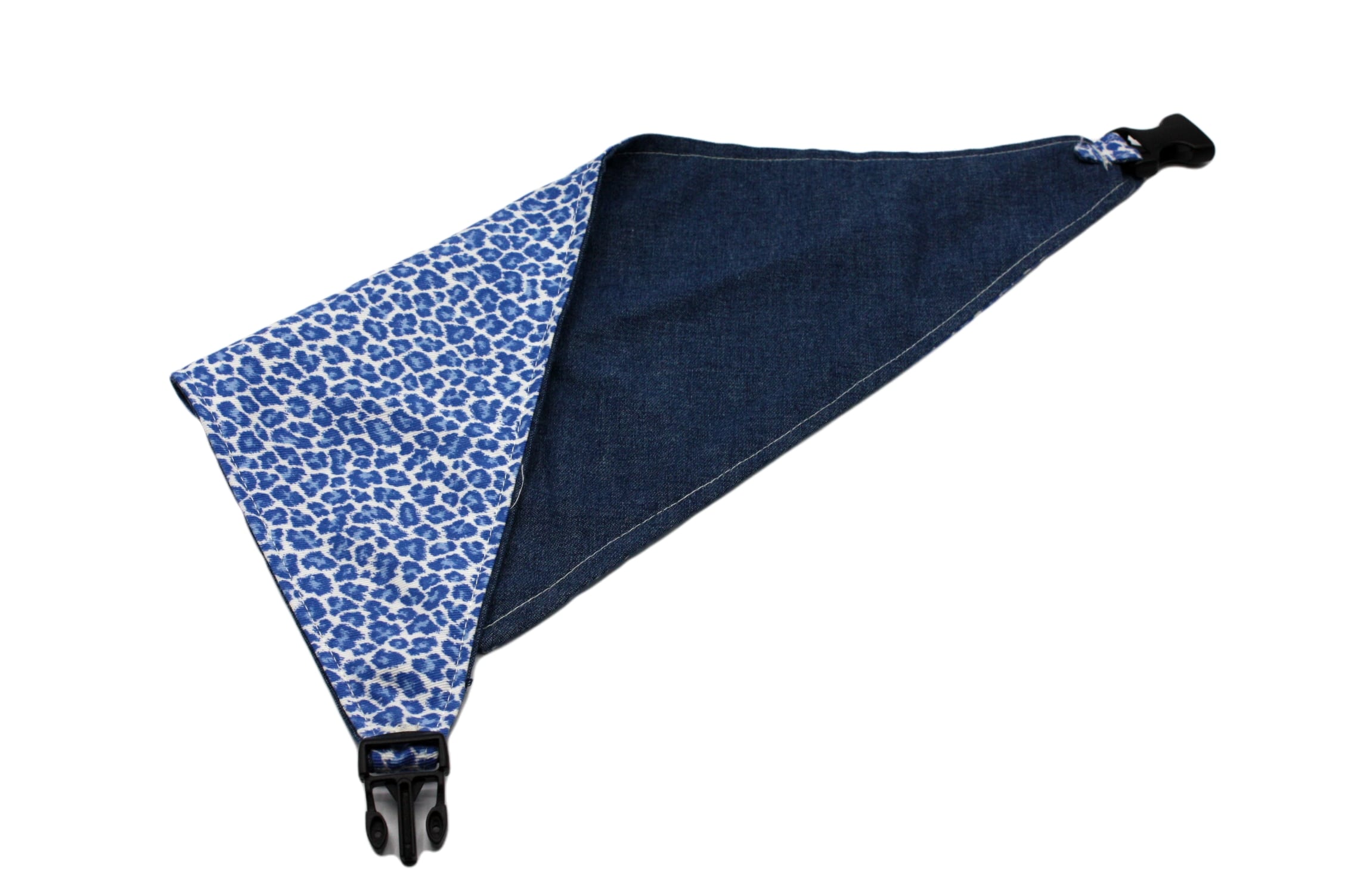 Blue Leopard Print Reversible Dog Bandana