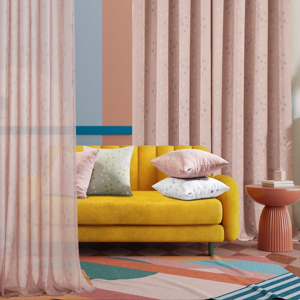 Modern Cubic Play Sheer Curtains