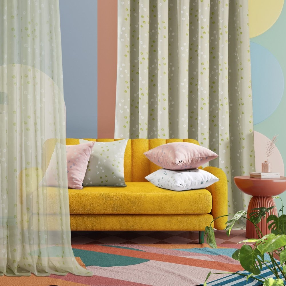 Modern Cubic Play Sheer Curtains