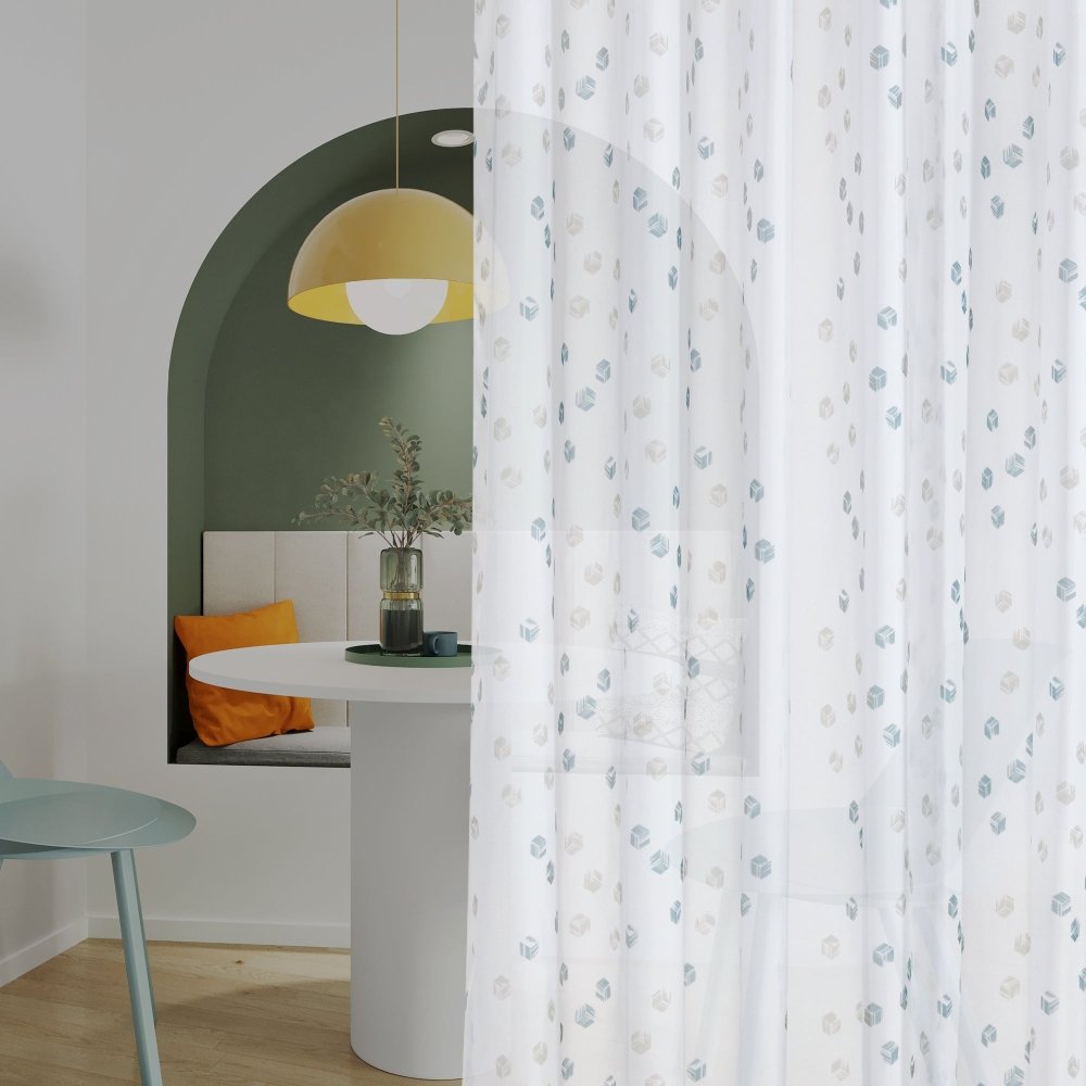 Modern Cubic Play Sheer Curtains