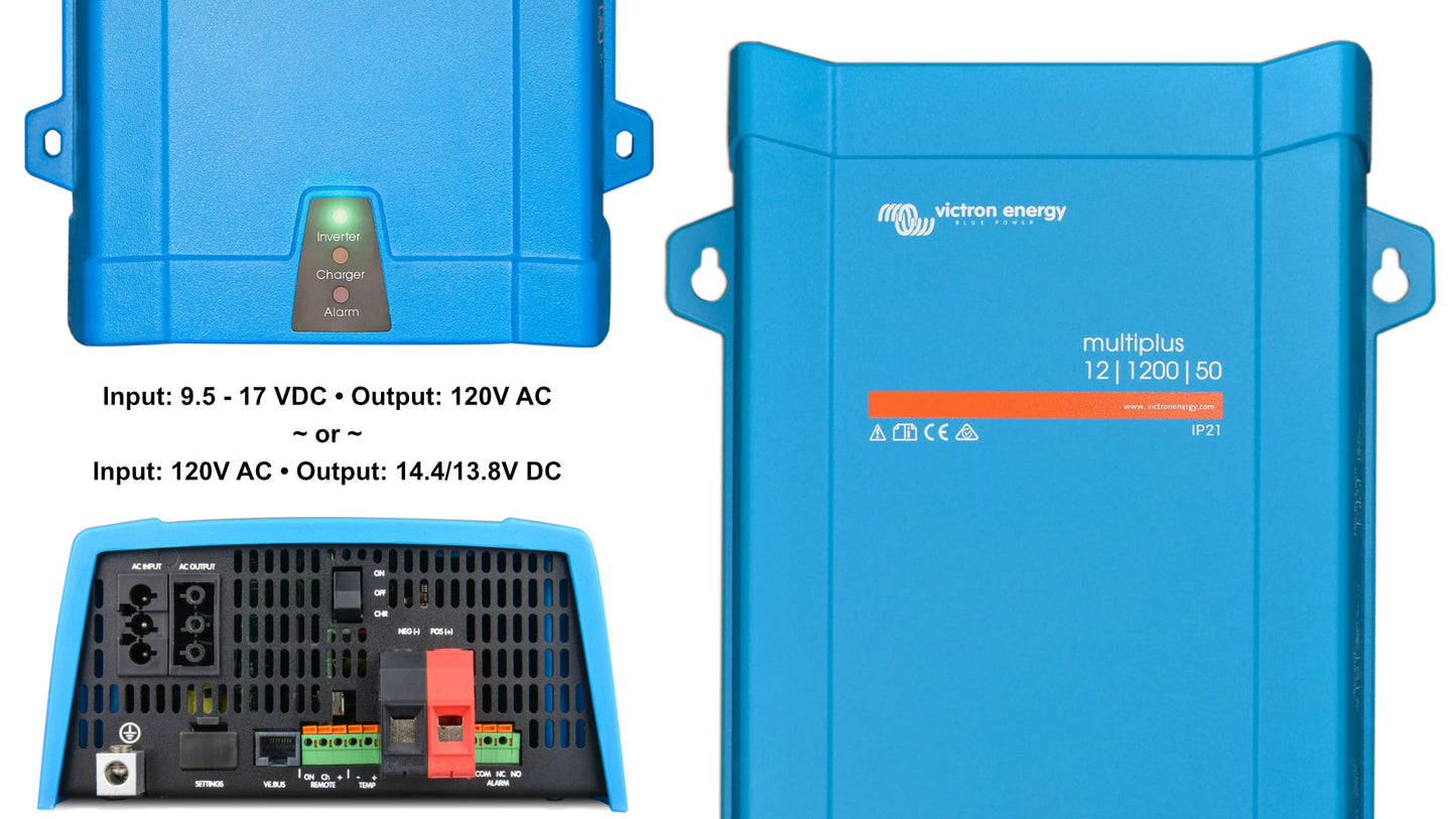 Victron 120V Inverter & Charger - 12/24/48V; 500 - 5000 Watts