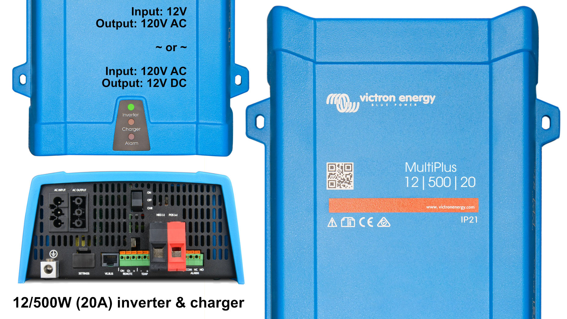Victron 120V Inverter & Charger - 12/24/48V; 500 - 5000 Watts