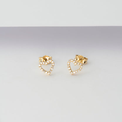 Dainty Diamond Open Heart Studs