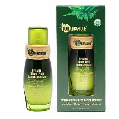 Certified Organic Rinse Free Facial Cleanser|Aloe vera All -in-1 Skin freshener All skin Types even Sensitive/Baby's wipe