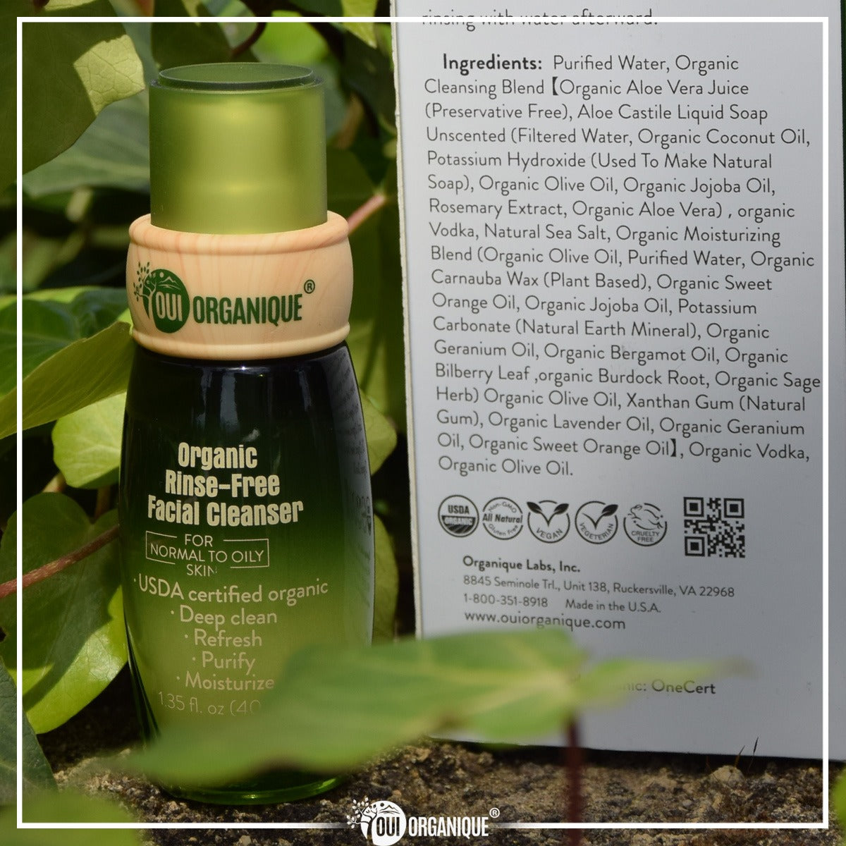 Certified Organic Rinse Free Facial Cleanser|Aloe vera All -in-1 Skin freshener All skin Types even Sensitive/Baby's wipe