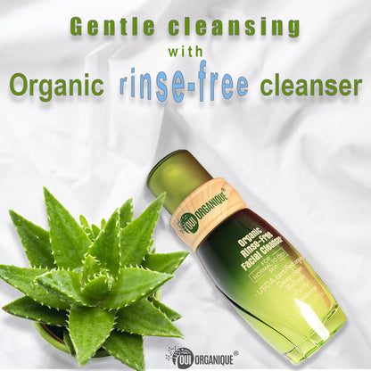 Certified Organic Rinse Free Facial Cleanser|Aloe vera All -in-1 Skin freshener All skin Types even Sensitive/Baby's wipe