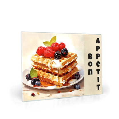 Bon Appetit Berries Waffle Glass Cutting Boards