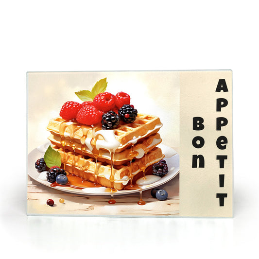 Bon Appetit Berries Waffle Glass Cutting Boards